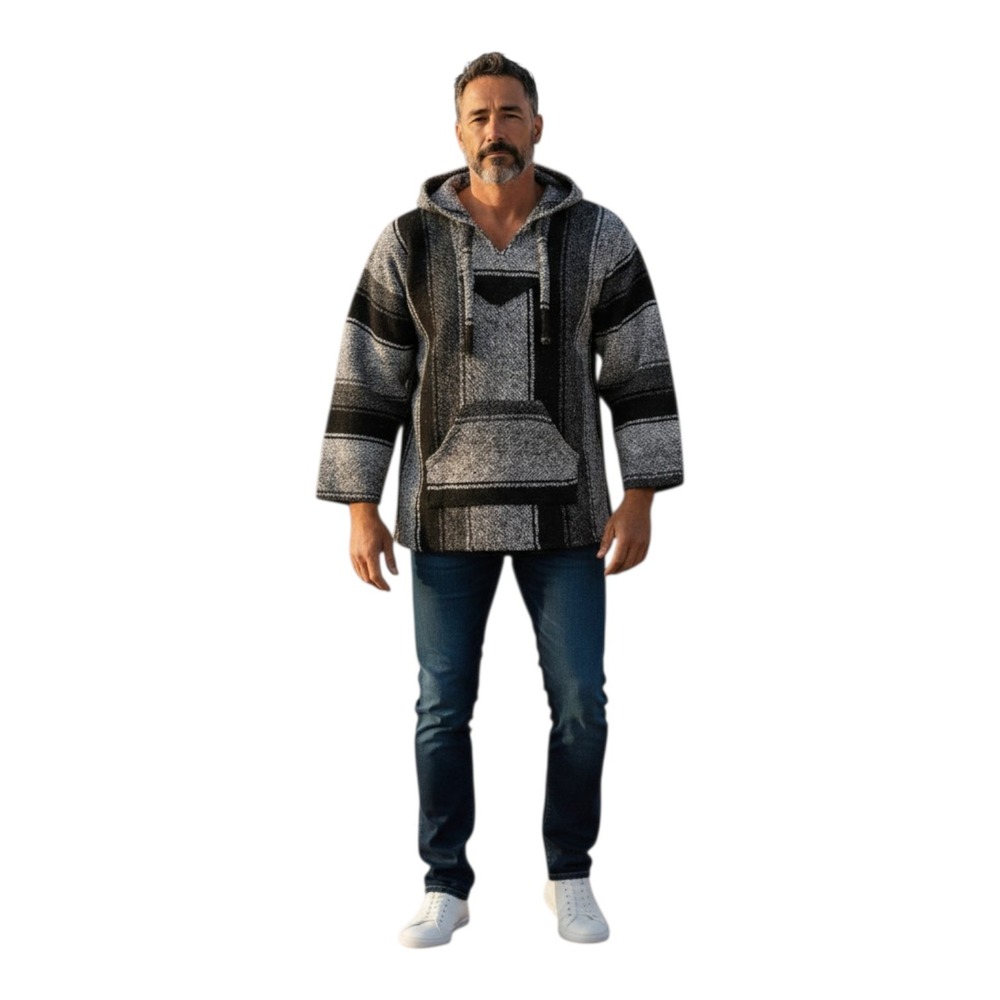 Art-Mez VTG Men's M Coastal Beach Rug Mexican Baha‎ Southwestern Pullover Hoodie